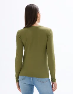 Slim fit T-shirt met lange mouwen - groen