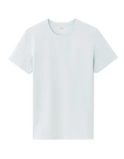 Slim fit T-shirt met ronde hals in stretchkatoen - lichtblauw