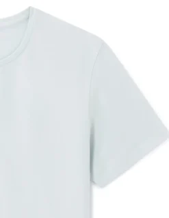 Slim fit T-shirt met ronde hals in stretchkatoen - lichtblauw