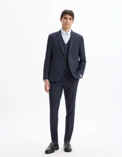 Slim stretch kostuumbroek - marine