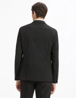 Slim stretch kostuumvest - zwart