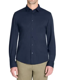 Slim stretch overhemd - marine