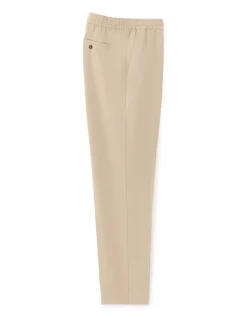 Slim-fit broek van lyocell en linnen - beige