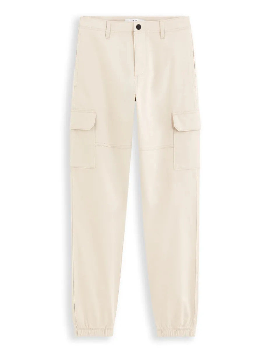 Slim-fit cargobroek - beige