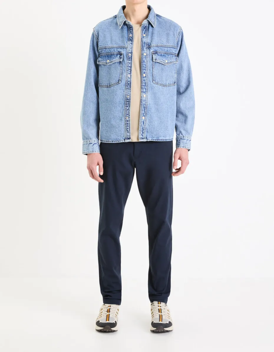 Slim-fit chino broek van stretchkatoen - marineblauw