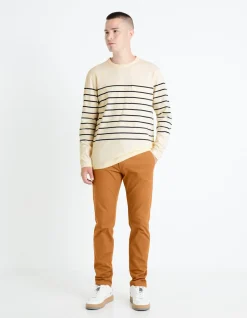 Slim-fit chino broek van stretchkatoen - karamel