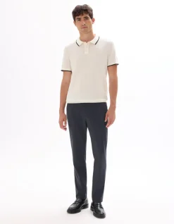 Slim-fit chinobroek in jersey - middenblauw