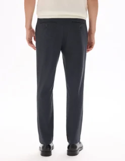 Slim-fit chinobroek in jersey - middenblauw