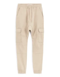Slim-fit stretch katoenen cargobroek - beige