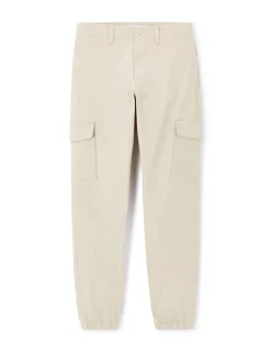 Slim-fit stretch katoenen cargobroek - beige
