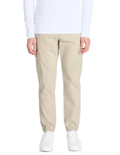 Slim-fit stretch katoenen cargobroek - beige