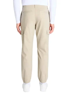 Slim-fit stretch katoenen cargobroek - beige
