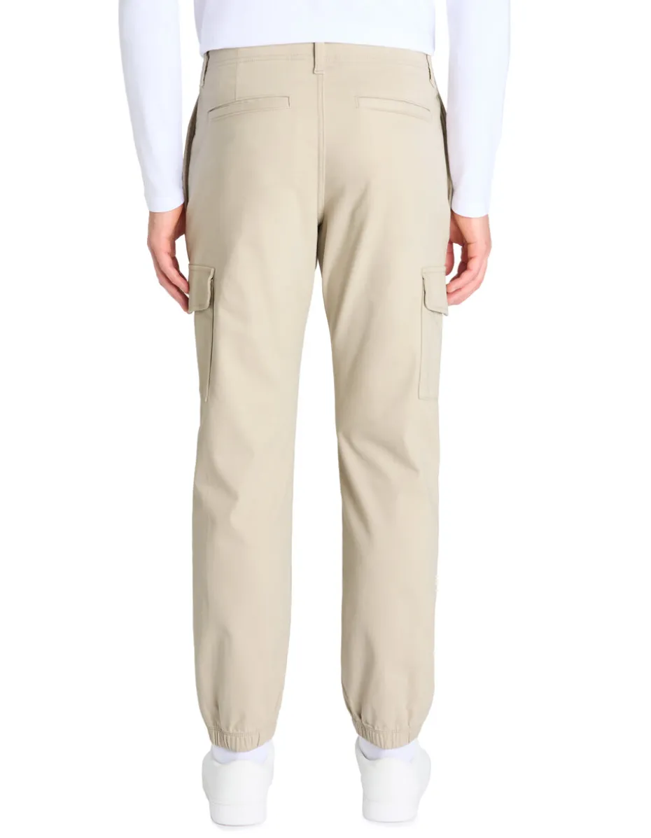 Slim-fit stretch katoenen cargobroek - beige