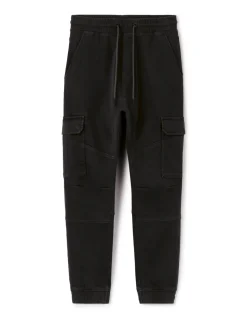 Slim-fit stretch katoenen cargobroek - zwart