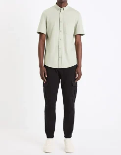 Slim-fit stretch katoenen cargobroek - zwart