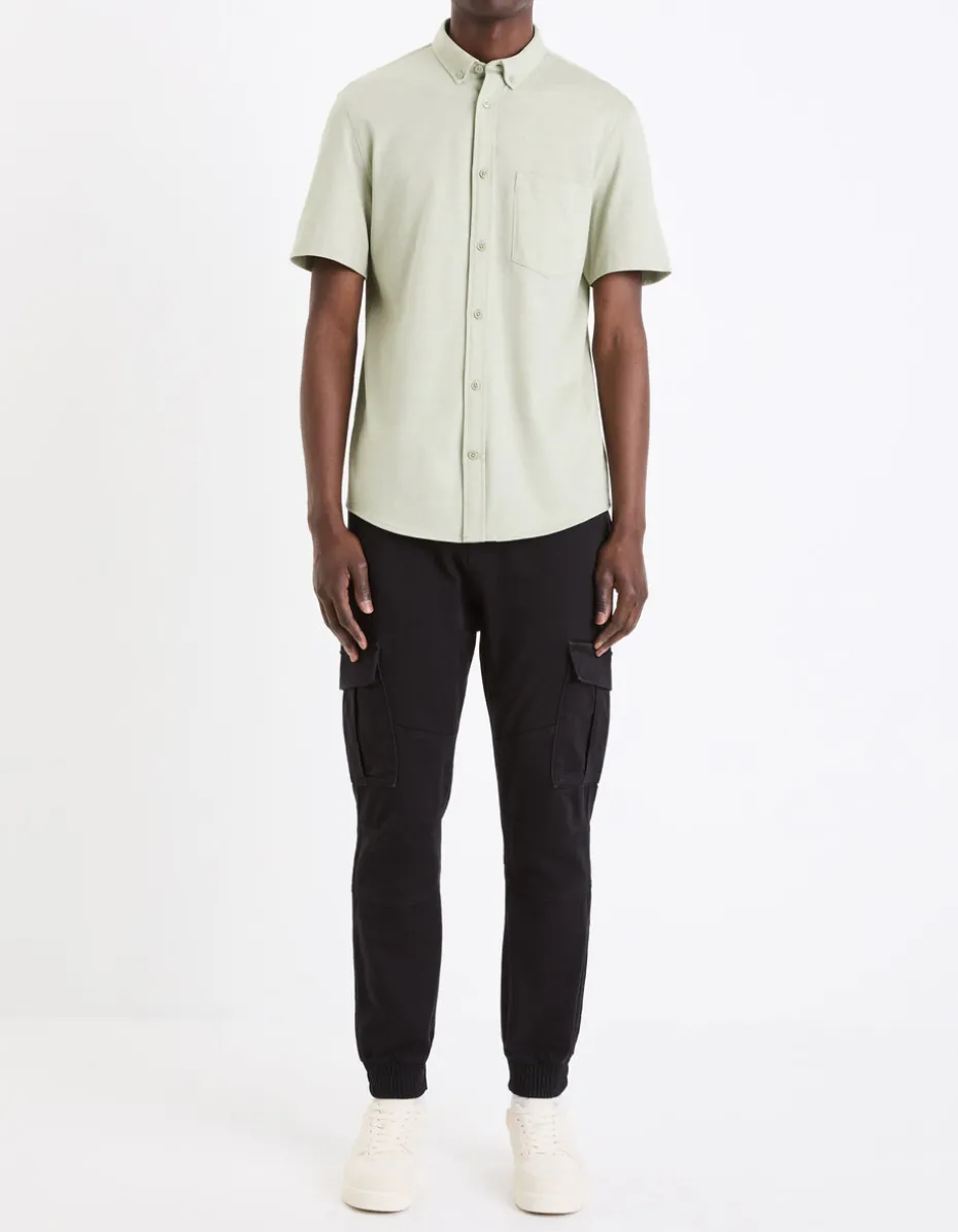 Slim-fit stretch katoenen cargobroek - zwart