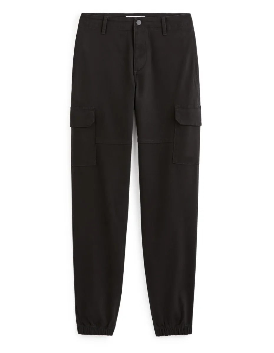 Slim-fit stretch katoenen cargobroek - zwart