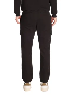 Slim-fit stretch katoenen cargobroek - zwart