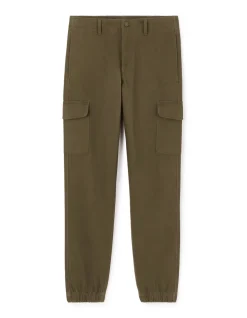 Slim-fit stretch katoenen cargobroek - kaki