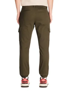 Slim-fit stretch katoenen cargobroek - kaki
