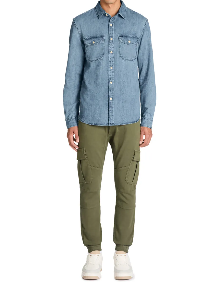 Slim-fit stretch katoenen cargobroek - kaki