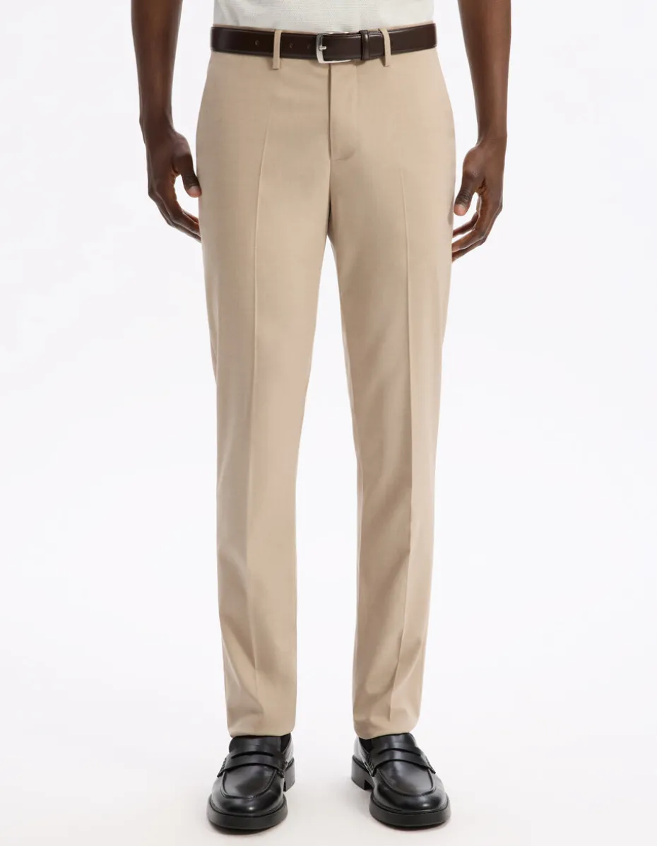 Slim-fit stretch kostuumbroek - beige