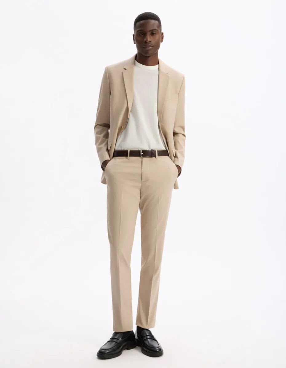 Slim-fit stretch kostuumbroek - beige