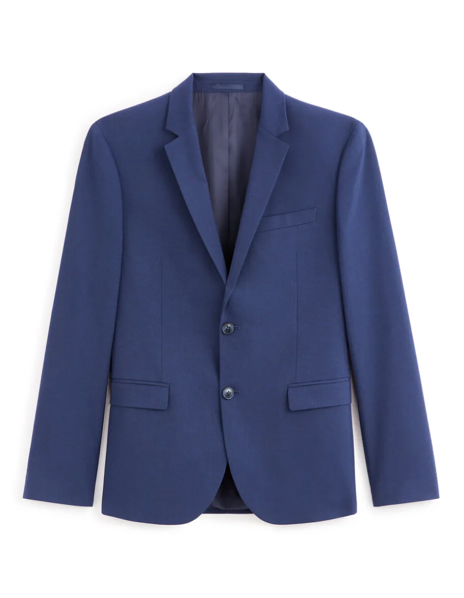 Slim-fit stretch kostuumvest - blauw