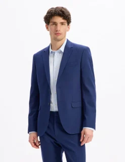 Slim-fit stretch kostuumvest - blauw