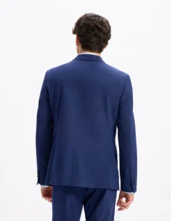 Slim-fit stretch kostuumvest - blauw
