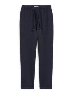 Slim-fit stretchkatoenen broek - marineblauw