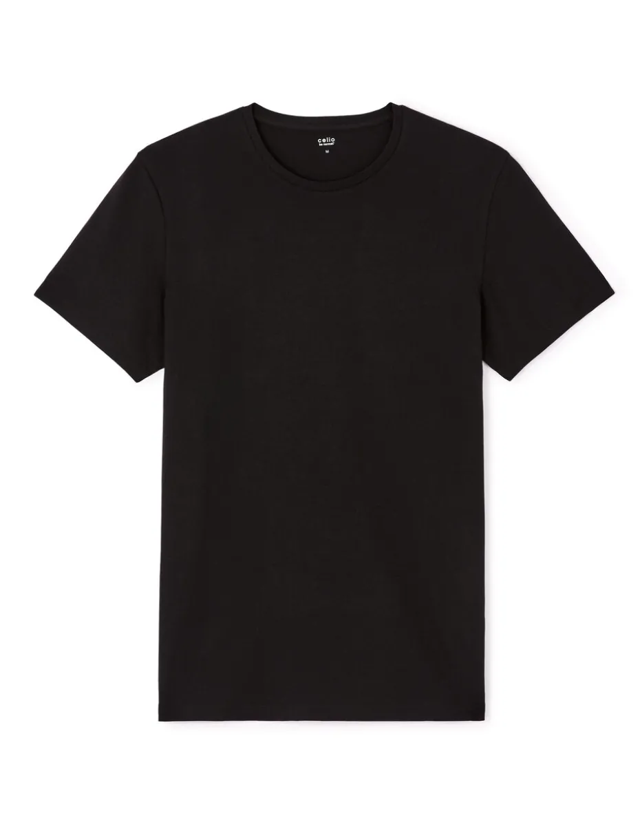 Slim-fit T-shirt met ronde hals van stretchkatoen - zwart