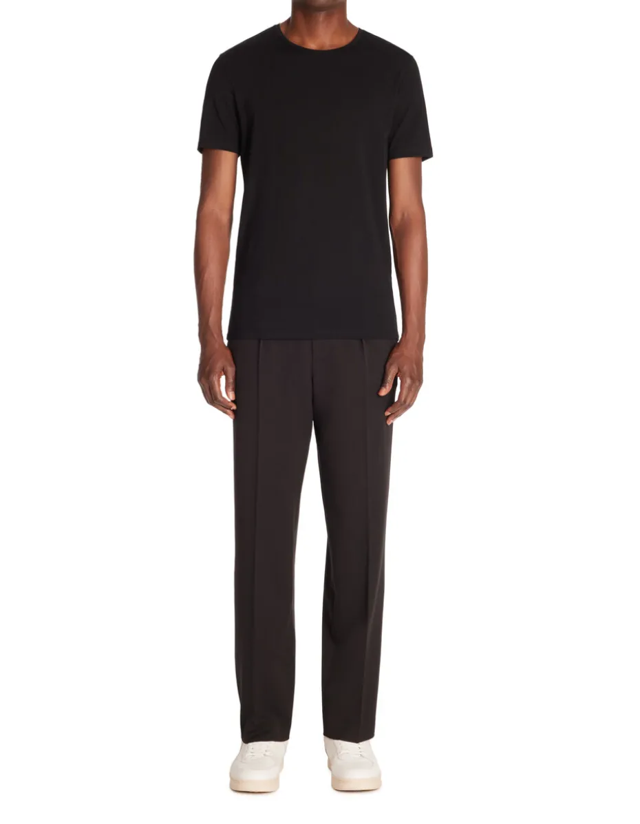 Slim-fit T-shirt met ronde hals van stretchkatoen - zwart