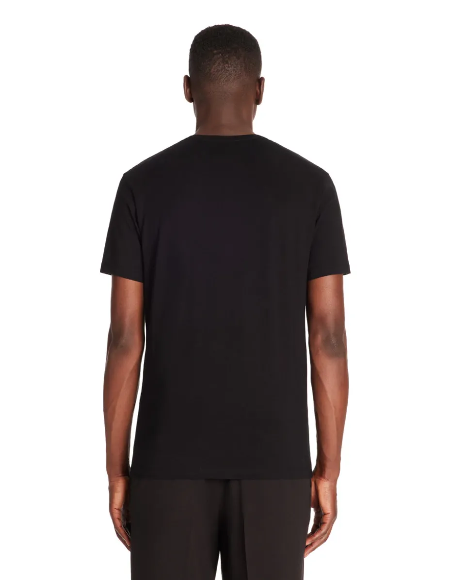 Slim-fit T-shirt met ronde hals van stretchkatoen - zwart