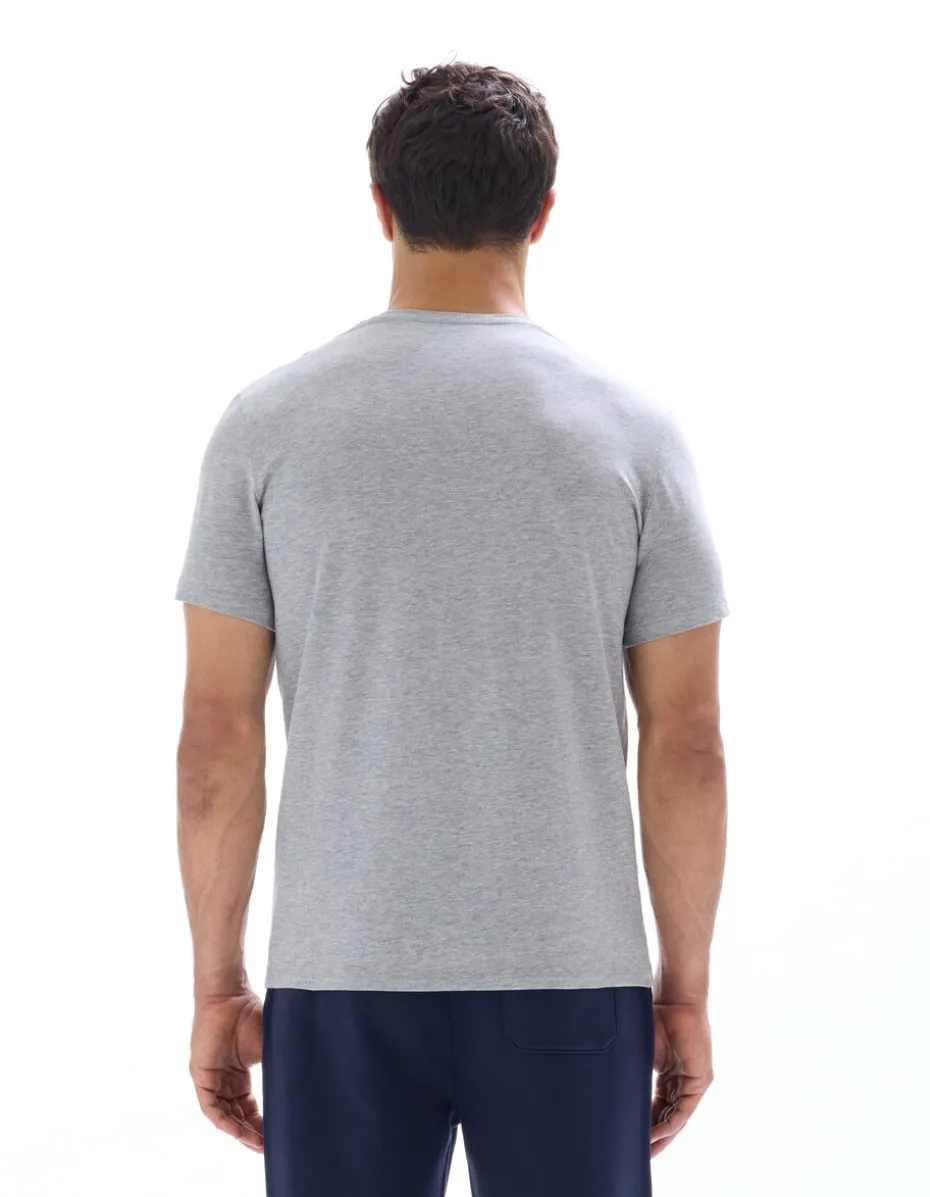 Slim-fit T-shirt met ronde hals van stretchkatoen - gemêleerd grijs