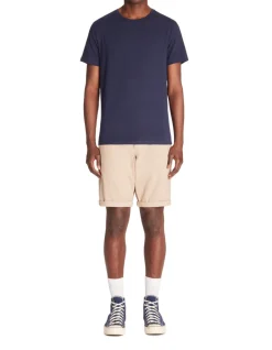 Slim-fit T-shirt met ronde hals van stretchkatoen - marineblauw