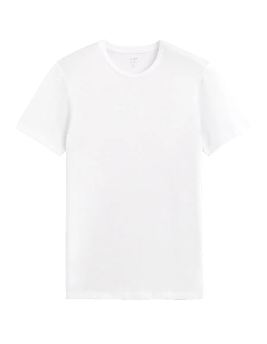 Slim-fit T-shirt met ronde hals van stretchkatoen - wit