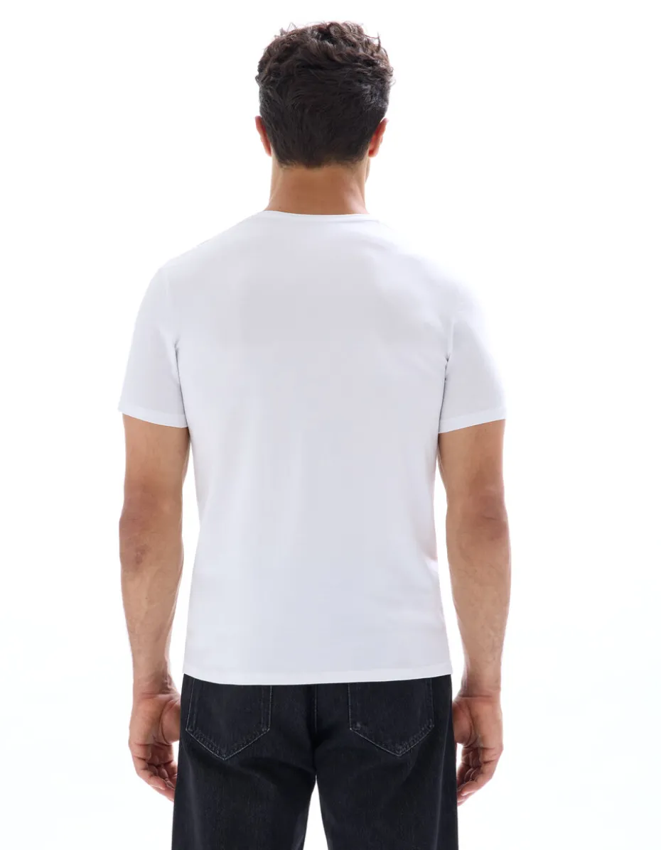 Slim-fit T-shirt met ronde hals van stretchkatoen - wit