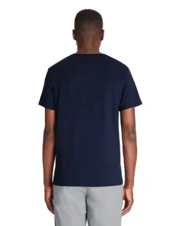 Slim-fit T-shirt met V-hals in stretchkatoen - marineblauw