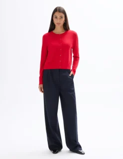 Slipover van 100% merinowol met ronde hals - Rood