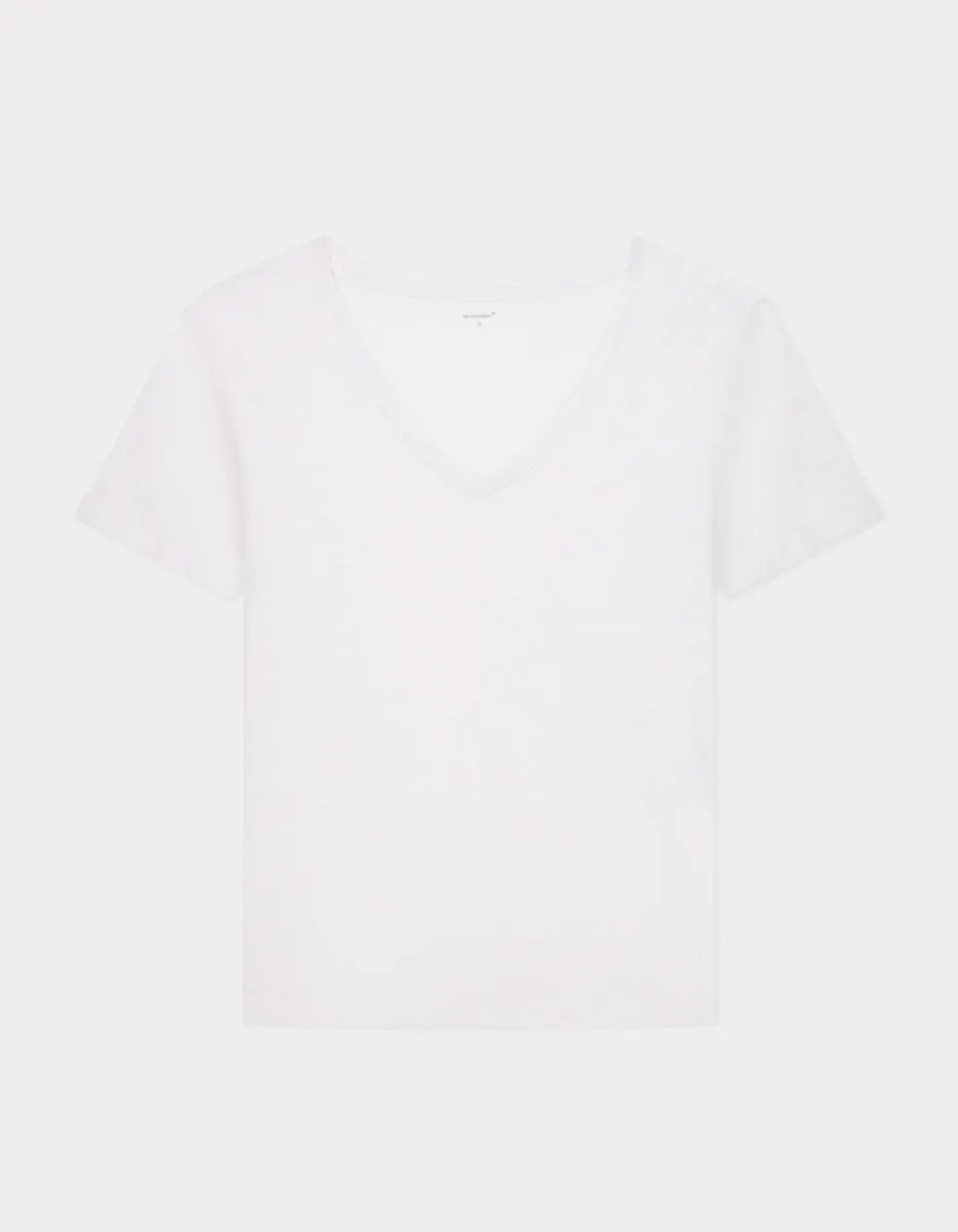 Slub katoenen t-shirt - wit