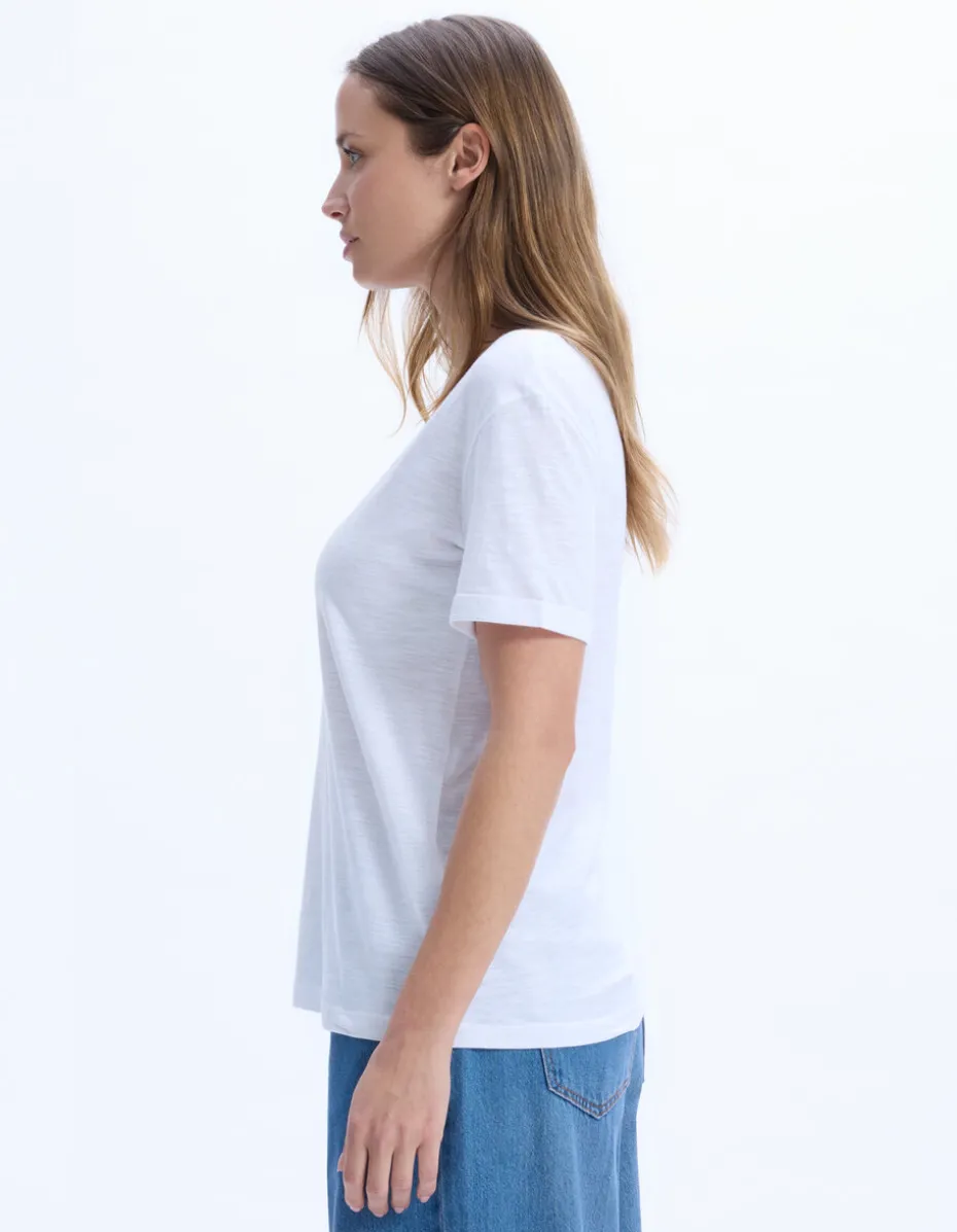 Slub katoenen t-shirt - wit