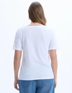 Slub katoenen t-shirt - wit