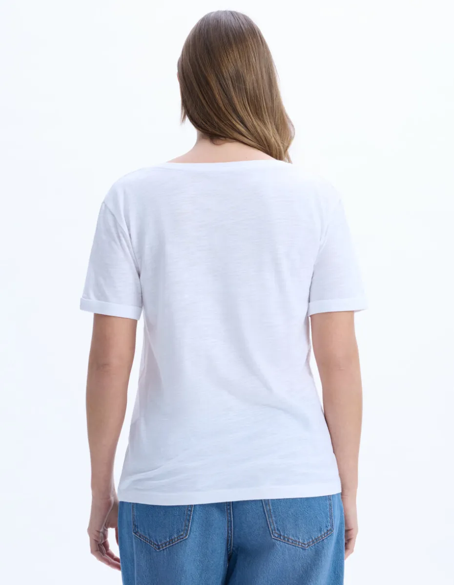 Slub katoenen t-shirt - wit
