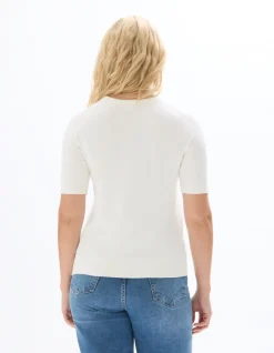 Soepele trui met ronde hals in ECOVERO™ viscose - ecru