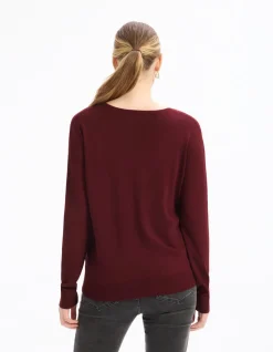 Soepele V-hals trui Ecovero viscose - druif