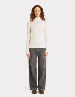 Soepelvallend coltrui t-shirt - ecru