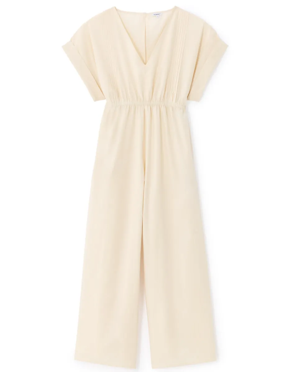 Soepelvallende jumpsuit - beige