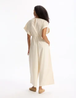 Soepelvallende jumpsuit - beige