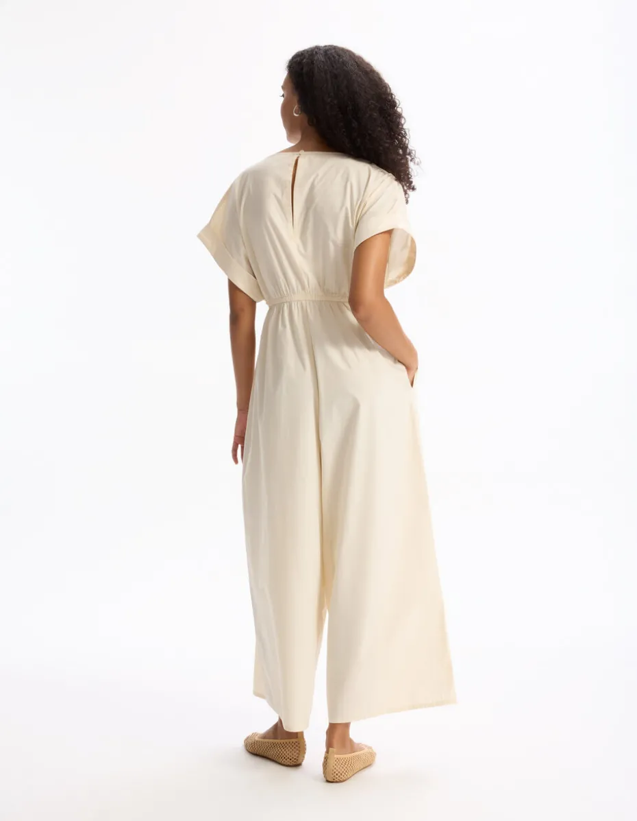Soepelvallende jumpsuit - beige